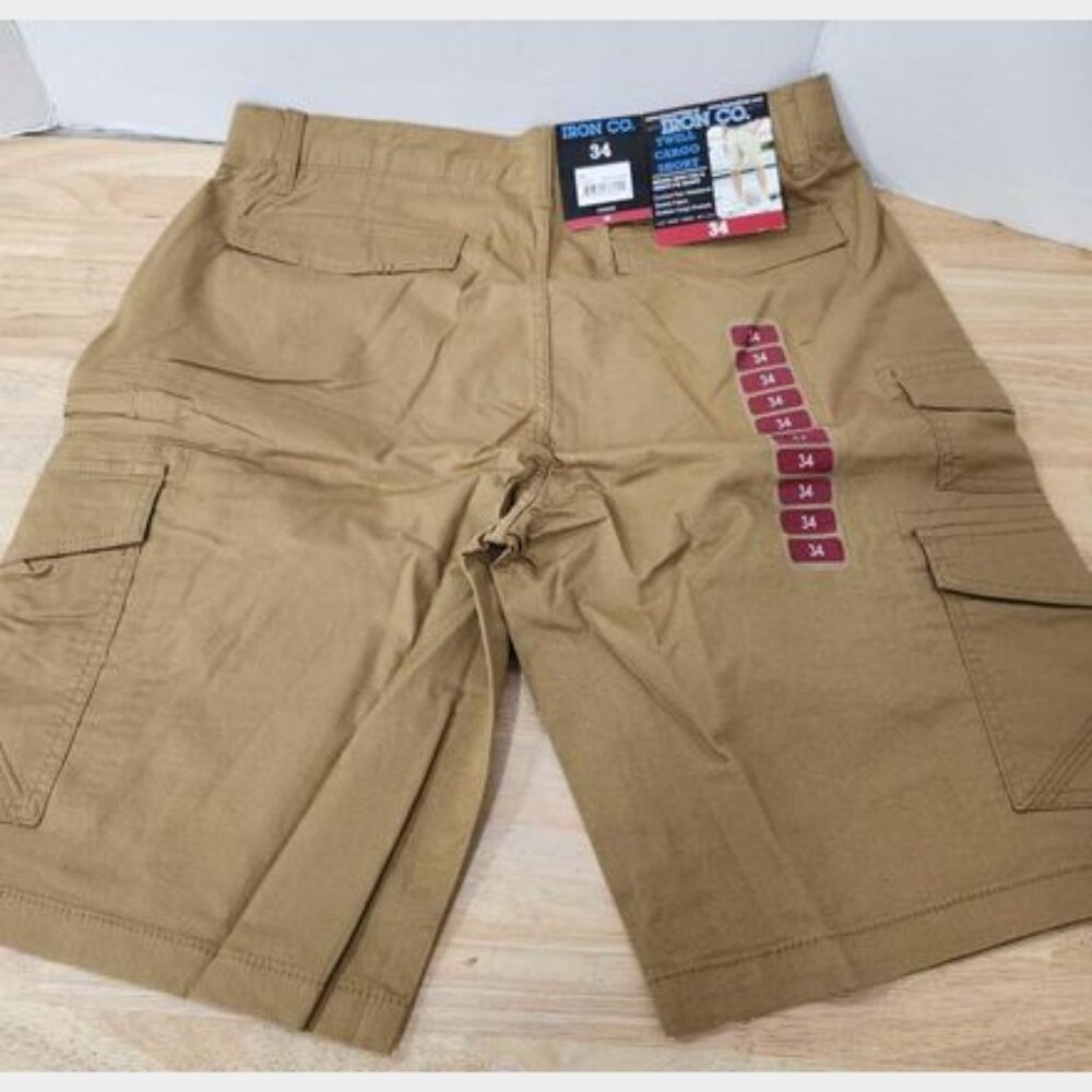 IRON Clothing Co Men's Flex Waistband Stretch Twill Multi Pocket Cargo Short-34